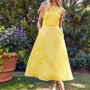 Pearl by Lela Rose Yellow and White Dress